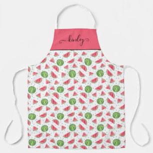 Neon Watercolor Watermelons Pattern Apron