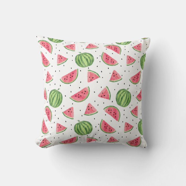 Neon Watercolor Watermelons Pattern Cushion (Front)