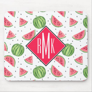 Neon Watercolor Watermelons Pattern Mouse Pad