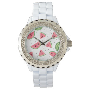 Neon Watercolor Watermelons Pattern Watch