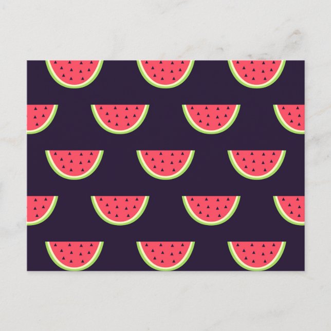 Neon Watermelon on Purple Pattern Postcard (Front)