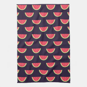 Neon Watermelon on Purple Pattern Tea Towel