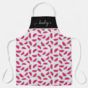 Neon Watermelon on Seeds Pattern Apron