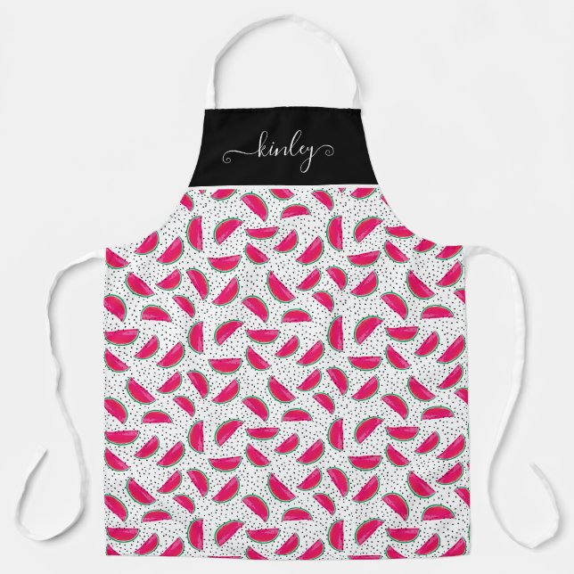 Neon Watermelon on Seeds Pattern Apron (Front)