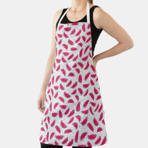 Neon Watermelon on Seeds Pattern Apron