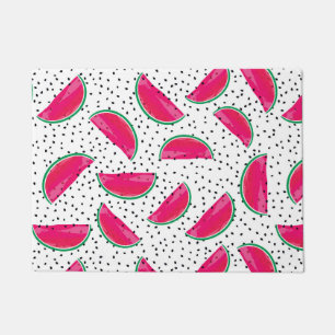 Neon Watermelon on Seeds Pattern Doormat