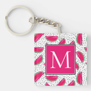 Neon Watermelon on Seeds Pattern Key Ring