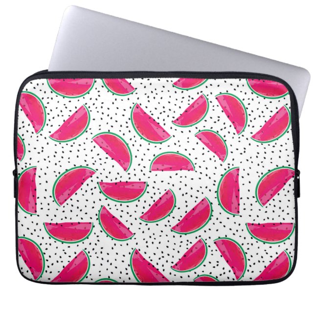 Neon Watermelon on Seeds Pattern Laptop Sleeve (Front)