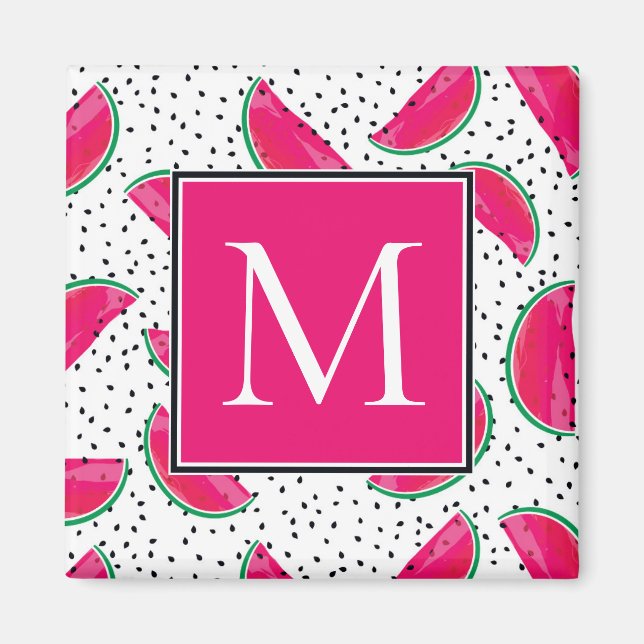 Neon Watermelon on Seeds Pattern Magnet (Front)