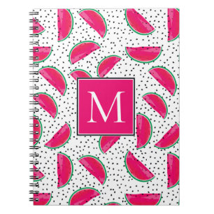 Neon Watermelon on Seeds Pattern Notebook