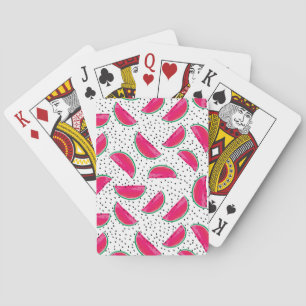 Neon Watermelon on Seeds Pattern Playing Cards