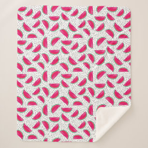 Neon Watermelon on Seeds Pattern Sherpa Blanket