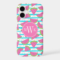Neon Watermelon on Stripes Pattern