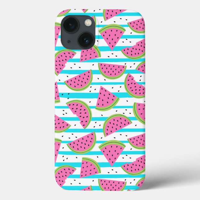 Neon Watermelon on Stripes Pattern Case-Mate iPhone Case (Back)