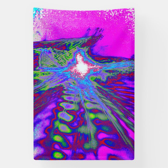Neon Wave Burst - Abstract Indoor Banner (Vertical)