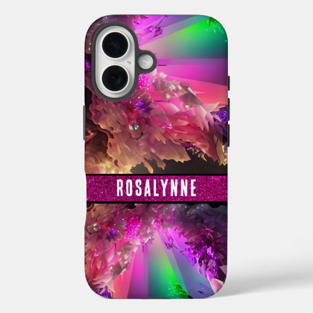 Neon Wave Customisable Rave-Inspired Laser Glitter Case-Mate iPhone Case (Back)