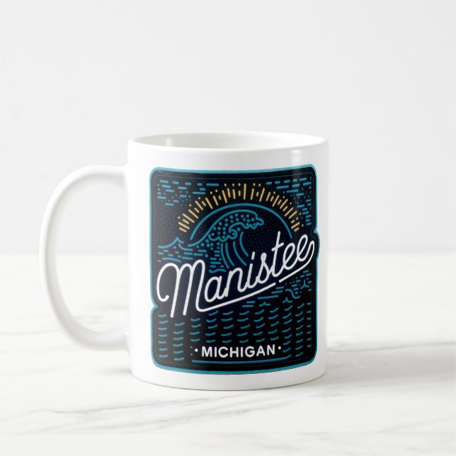 Neon Wave Manistee Michigan  Coffee Mug (Left)