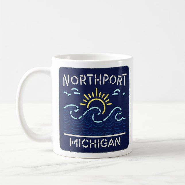 Neon Wave Northport Michigan Coffee Mug (Left)