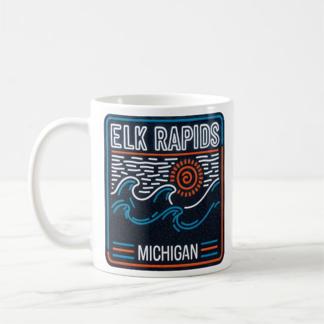 Neon Waves Elk Rapids Michigan Coffee Mug (Left)