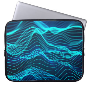 Neon waves of numerous abstract lines and rows com laptop sleeve