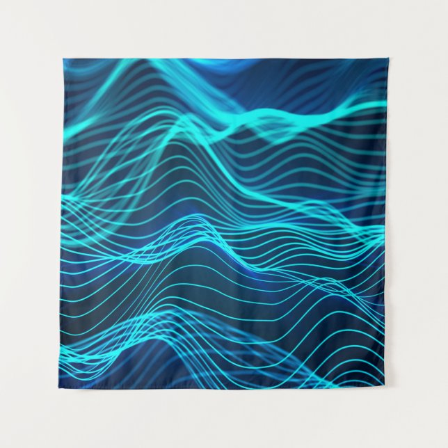Neon waves of numerous abstract lines and rows com tapestry (Front)