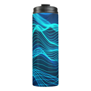 Neon waves of numerous abstract lines and rows com thermal tumbler