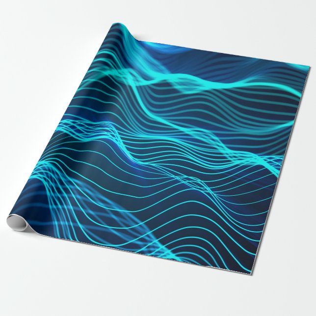 Neon waves of numerous abstract lines and rows com wrapping paper (Unrolled)