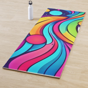 Neon Waves Vibrant Cosmos Yoga Mat