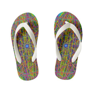 Neon Web Fractal Kid's Thongs