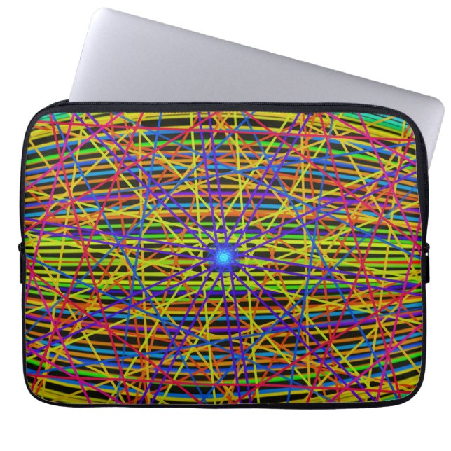 Neon Web Fractal Laptop Sleeve (Front)
