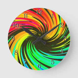 Neon Whirlpool Galaxy Round Clock