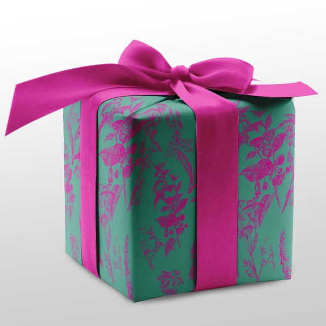 Neon Wildflower Pink & Turquoise Wrapping Paper Sheet (Creator Uploaded)