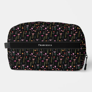 Neon Wildflowers, custom monogram Dopp Kit