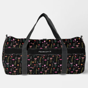 Neon Wildflowers, custom monogram Duffle Bag