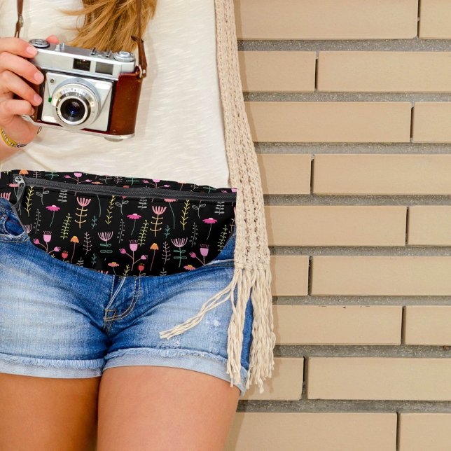 Neon Wildflowers on Black  Bum Bags (Creator Uploaded)