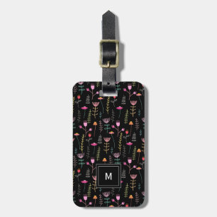 Neon Wildflowers on Black, Luggage Tag