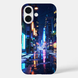 Neon Winter Streets iPhone 16 Case