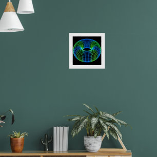 Neon Wireframe Torus Poster