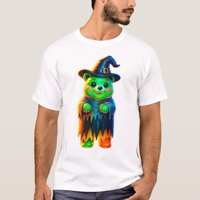 Neon Witch Bear Halloween T-Shirt (Front)