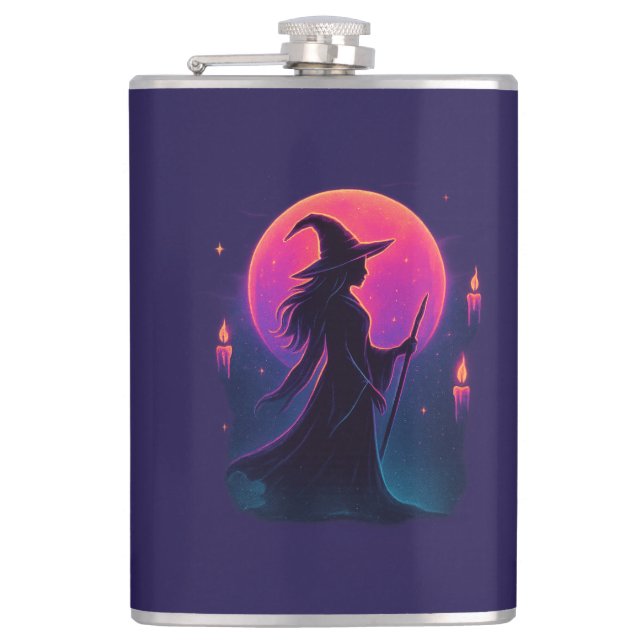 Neon Witch’s Lament Hip Flask (Front)