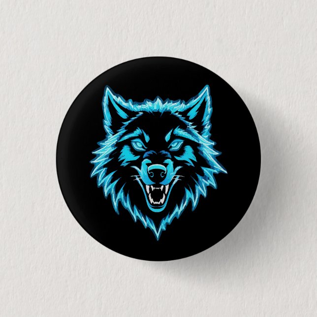 Neon Wolf 3 Cm Round Badge (Front)