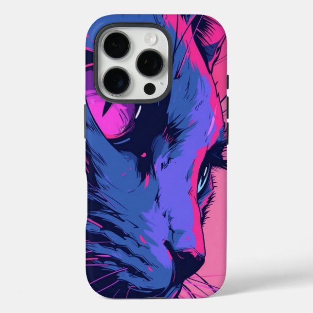 Neon Wolf Abstract Art iPhone Case – Bold Cyberpun (Back)