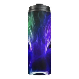 Neon Wolf Galaxy Art Colourful Mystical Wolf Desin Thermal Tumbler