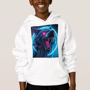 Neon Wolf Horror Glowing Eyes Dark Fantasy Animal
