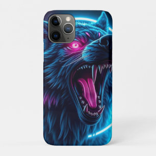Neon Wolf Horror Glowing Eyes Dark Fantasy Animal iPhone 11 Pro Case