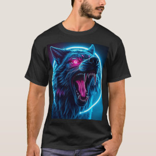 Neon Wolf Horror Glowing Eyes Dark Fantasy Animal T-Shirt