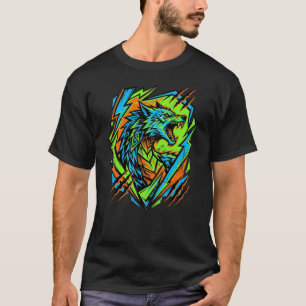 Neon Wolf Shirt – Cyberpunk Animal Graphic Tee