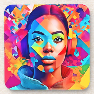 Neon Woman Dreams Digital Art  Coaster