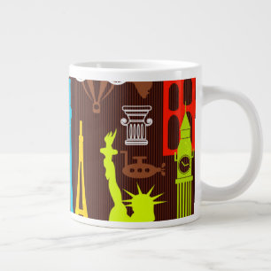 Neon World Travel Pattern Large Coffee Mug