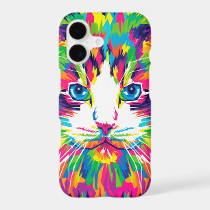 Neon WPAP Cat iPhone Case – Bold & Playful